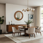 Runder Holz-Wandspiegel mit Strahlendesign – Rustikaler Deko-Spiegel