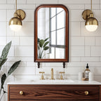 Vintage-Arkaden-Holzspiegel mit Haken – Praktischer Badspiegel für Badezimmer & Flure