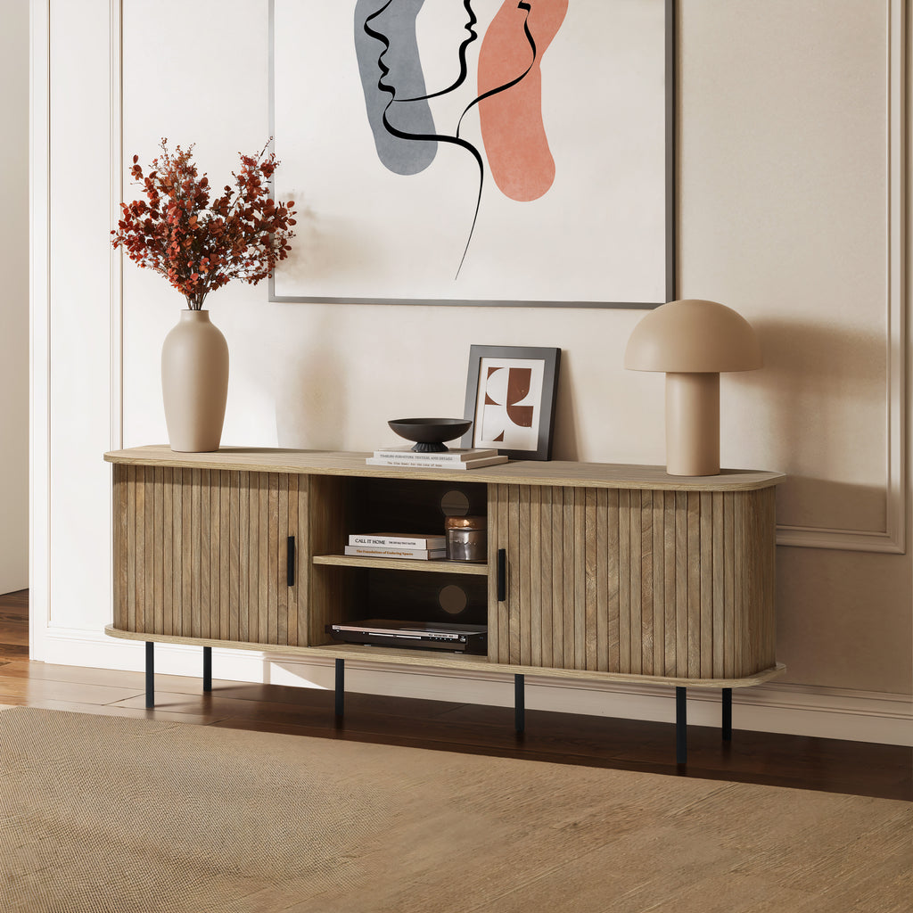 TV-Lowboard mit Schiebetüren und Kabeldurchlass