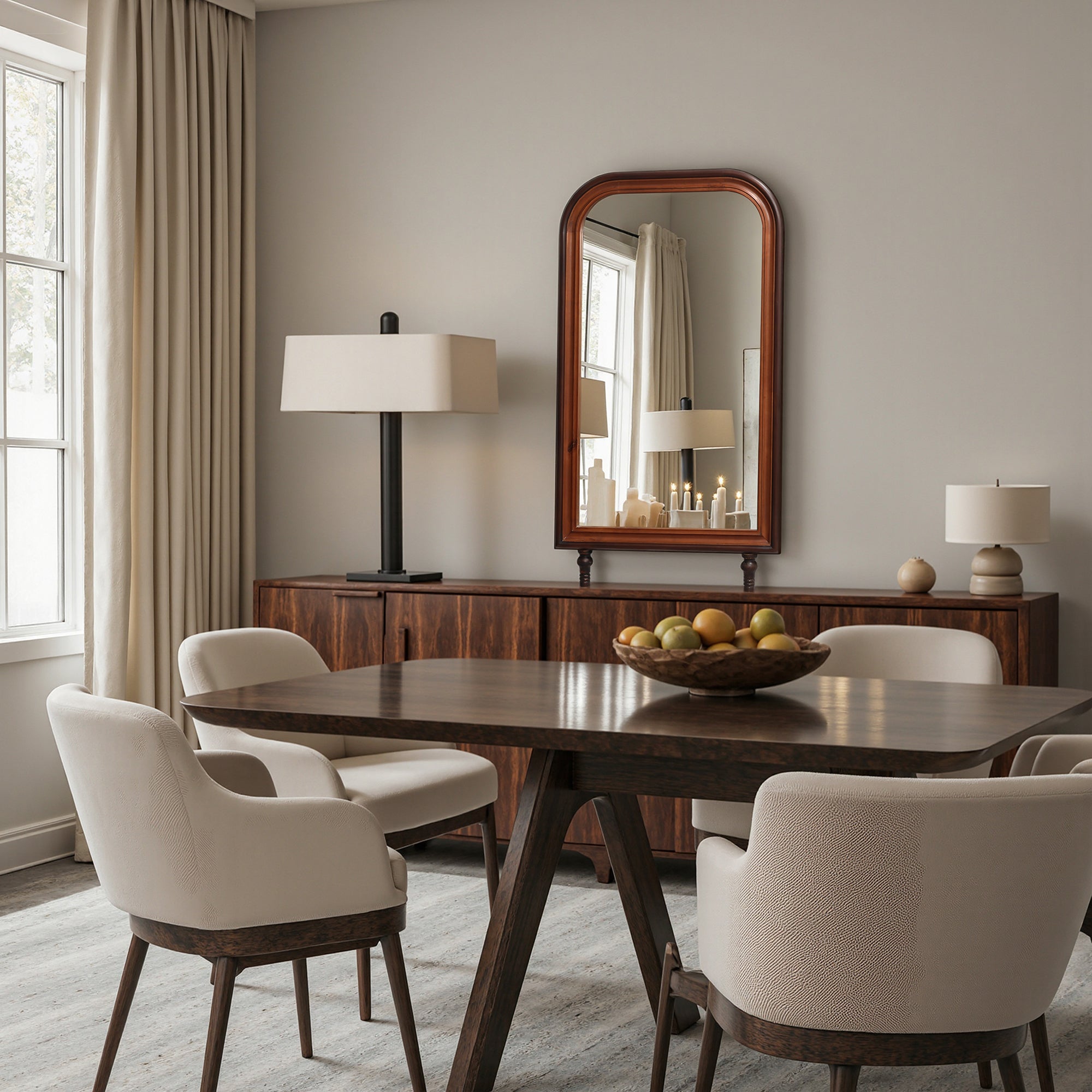 Vintage-Arkaden-Holzspiegel mit Haken – Praktischer Badspiegel für Badezimmer & Flure