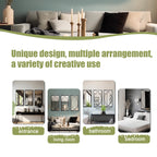 3-teiliges Wandspiegel-Set mit schwarzem Metallrahmen und geometrischem Design