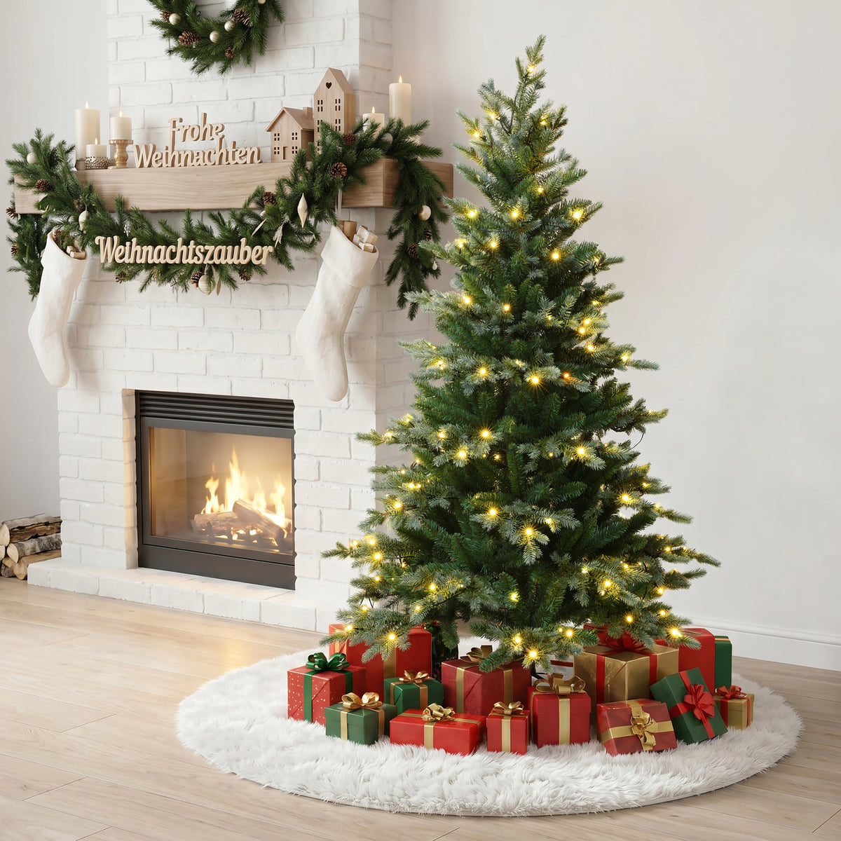 Künstlicher Weihnachtsbaum 150 cm mit Beleuchtung 8 Lichtmodi