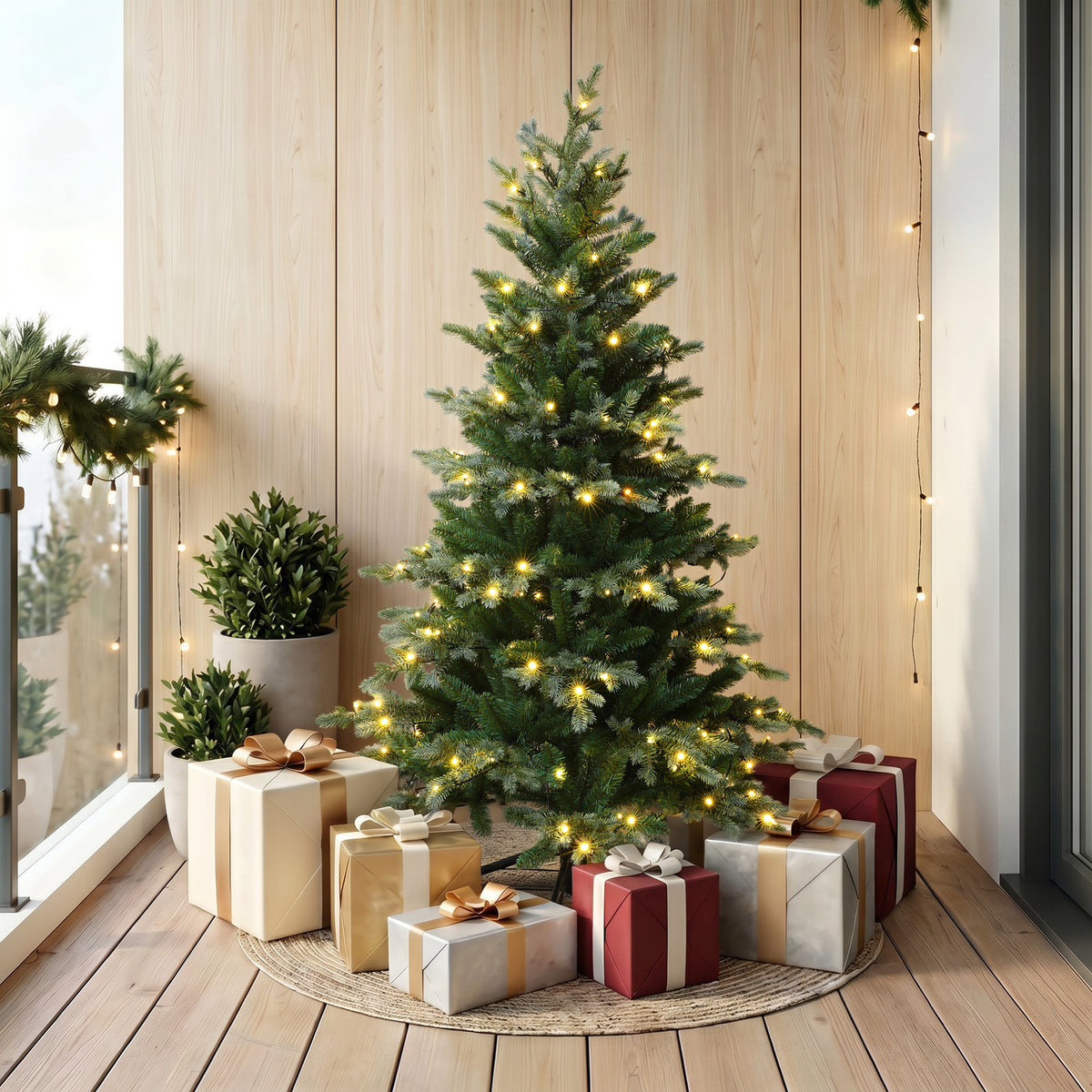 Künstlicher Weihnachtsbaum 150 cm mit Beleuchtung 8 Lichtmodi