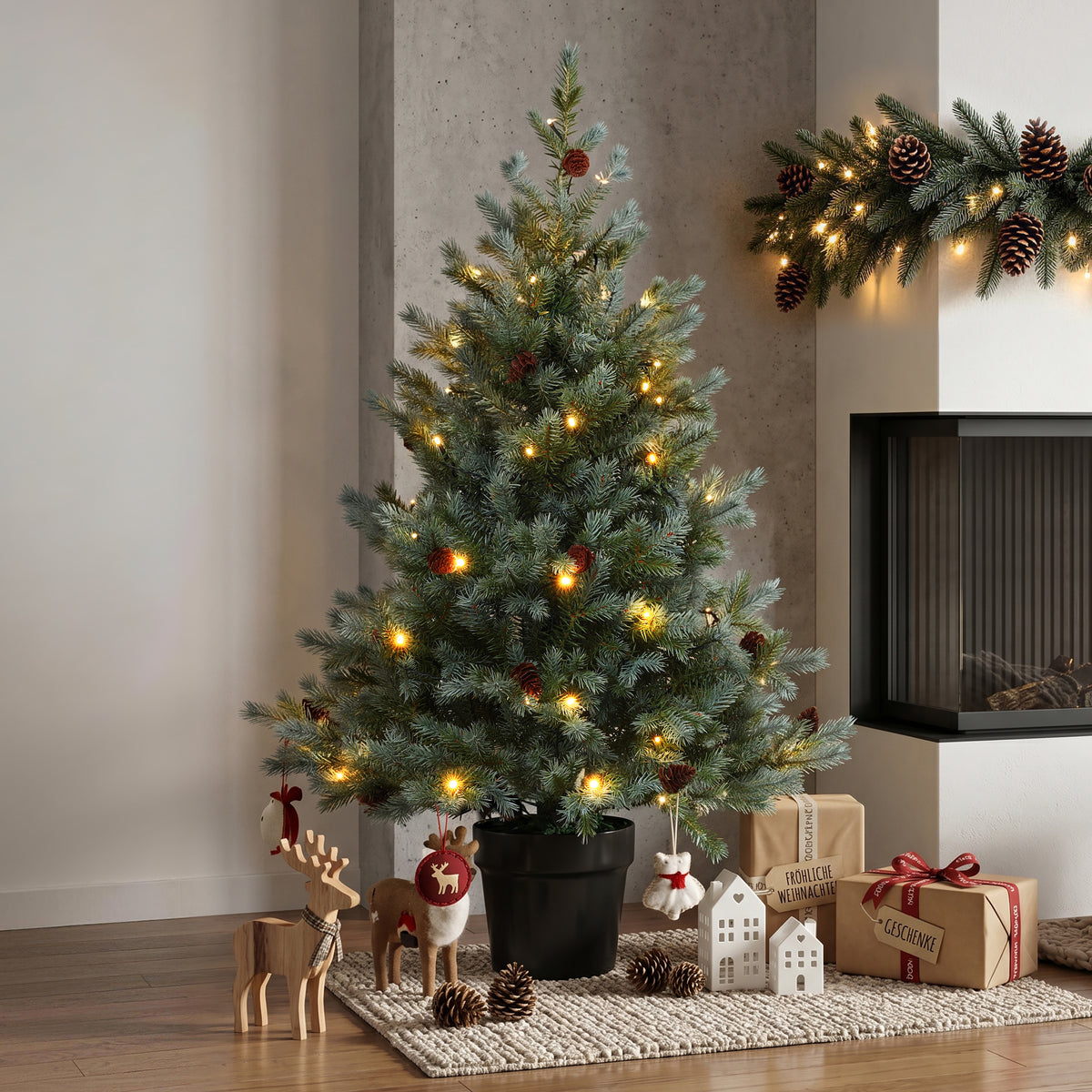 Künstlicher Weihnachtsbaum 90 cm mit Beleuchtung, 9 Lichtmodi