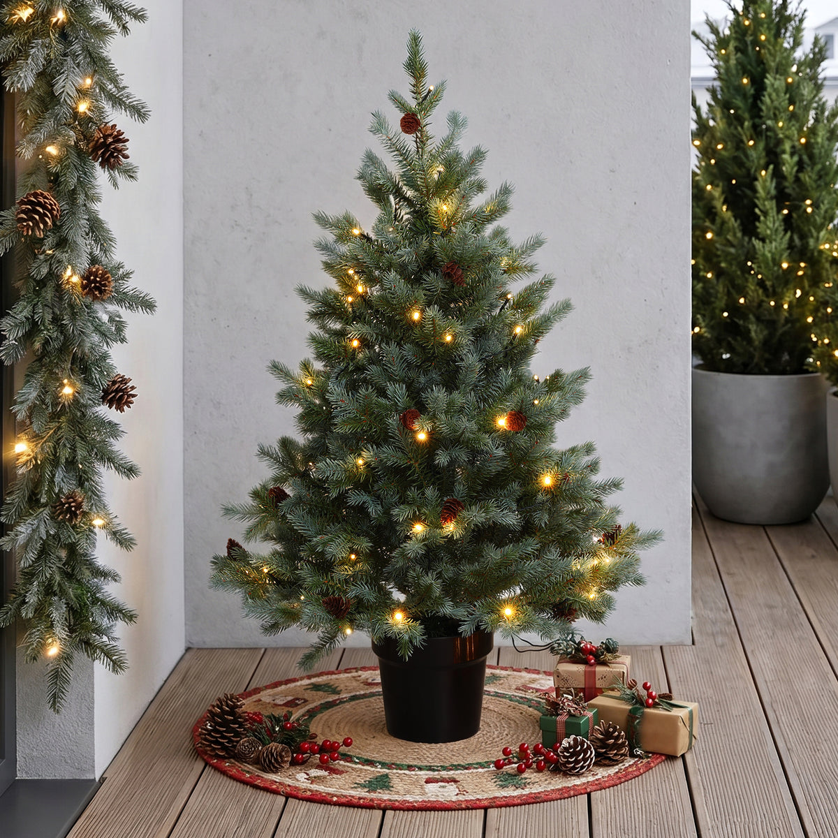 Künstlicher Weihnachtsbaum 90 cm mit Beleuchtung, 9 Lichtmodi