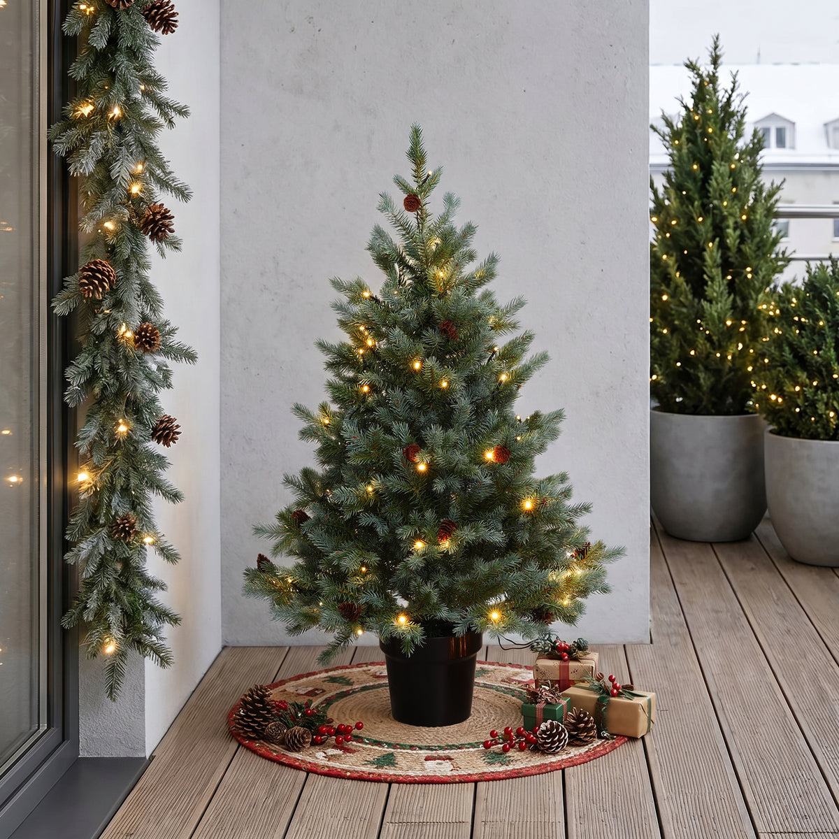 Künstlicher Weihnachtsbaum 90 cm mit Beleuchtung, 9 Lichtmodi