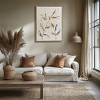 Wanddeko mit Reliefstruktur und goldenen Blättern