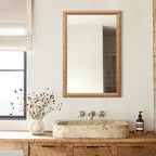 Rechteckiger Wandspiegel mit Buchenholzrahmen 90 cm hoch als Akzent- und Schminktischspiegel