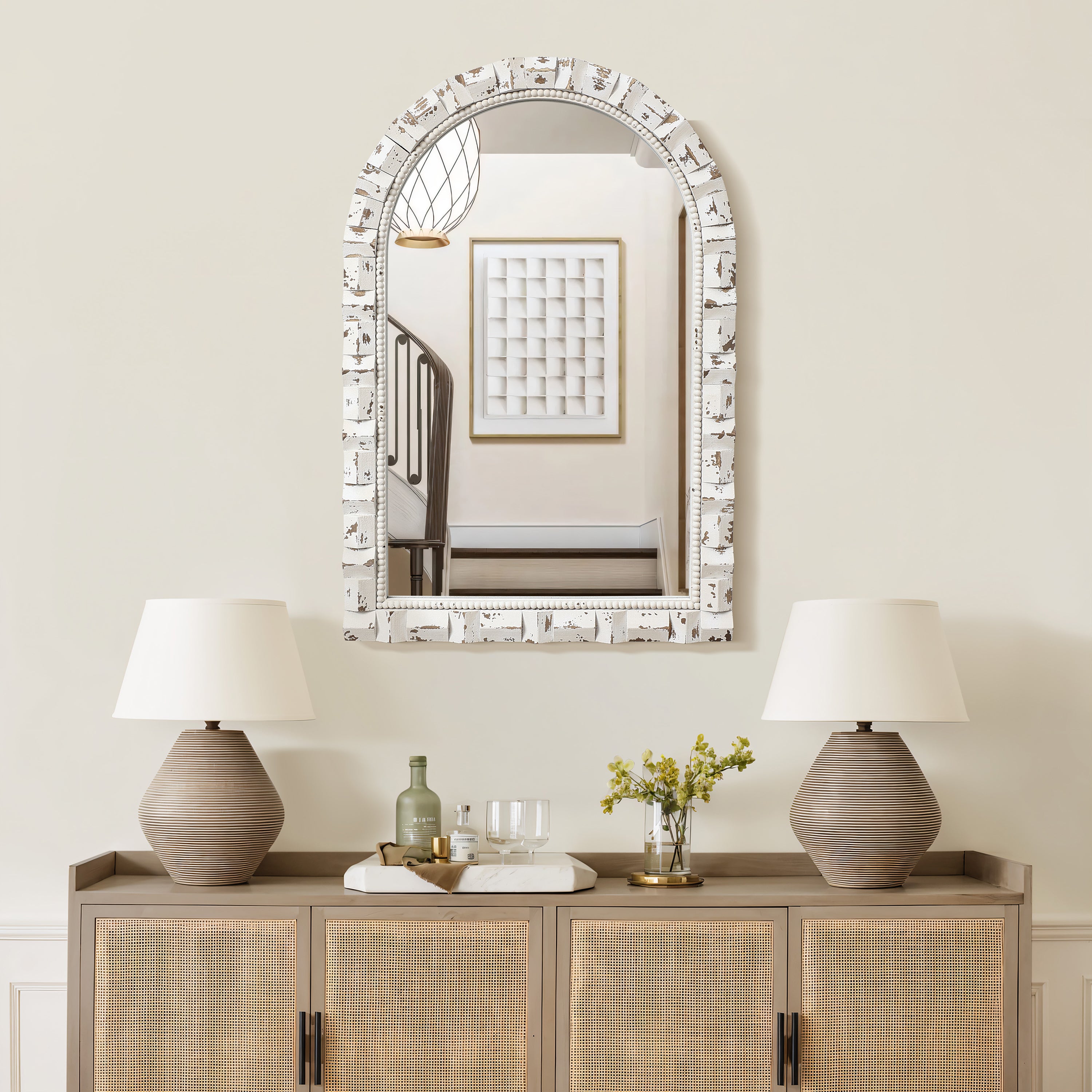 Deko-Spiegel mit Vintage-Holzrahmen – Rustikaler Wandspiegel für Wohnzimmer