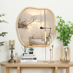 Irregulärer Wandspiegel aus Naturkiefer – Organische Form mit Holzrahmen