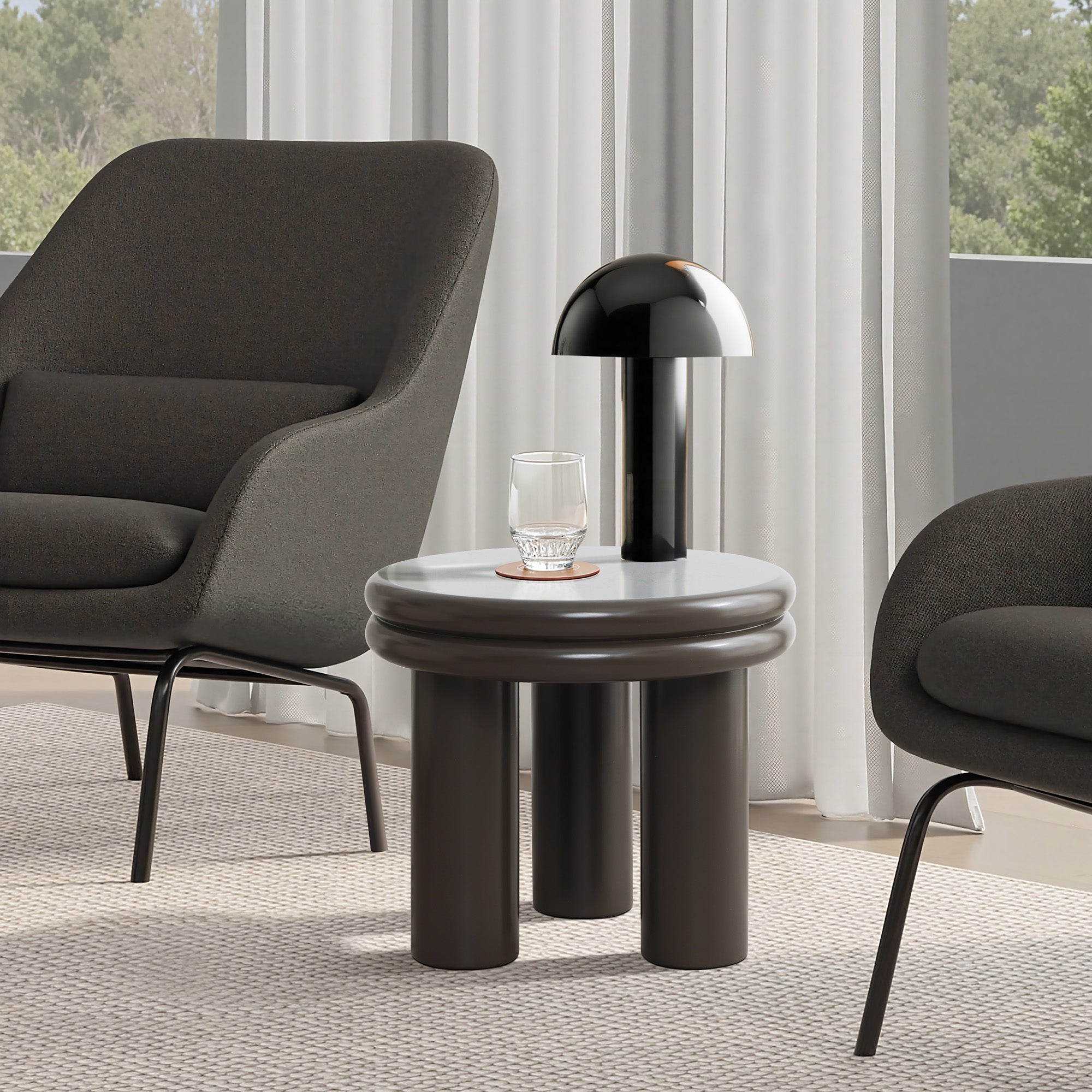 Runder Beistelltisch in Dunkelgrün – vielseitig als Sofa- oder Nachttisch