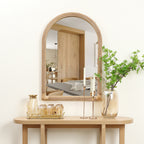 Wandspiegel mit Bambusrahmen in Bogenform