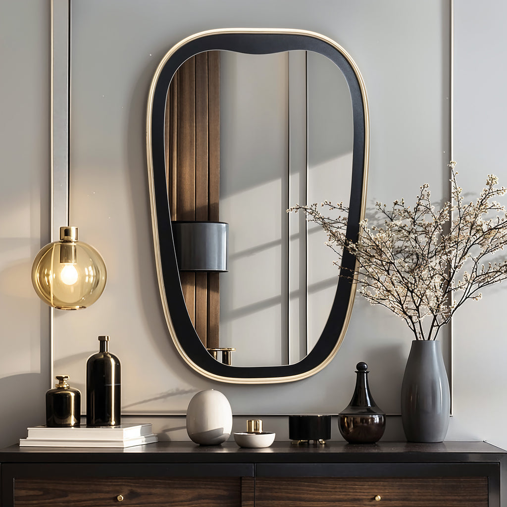 Organischer Wandspiegel mit Zweifarbigem Rand – Moderner Deko-Spiegel