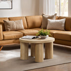 Runder Couchtisch aus Holzwerkstoff mit Eichenoptik