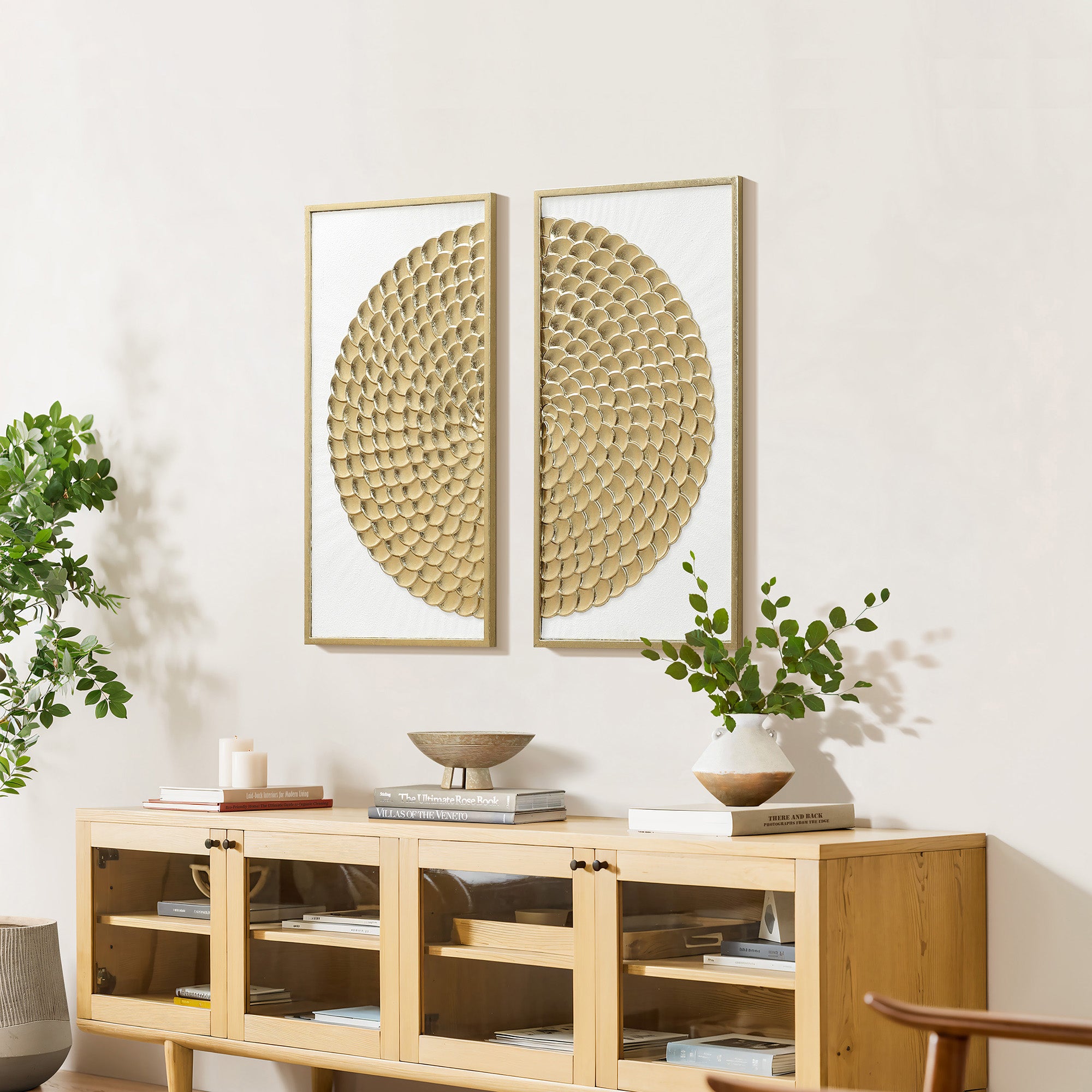 Goldene Wandkunst im 2er-Set – Elegante Metall Deko