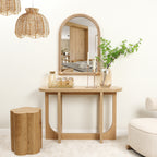 Wandspiegel mit Bambusrahmen in Bogenform