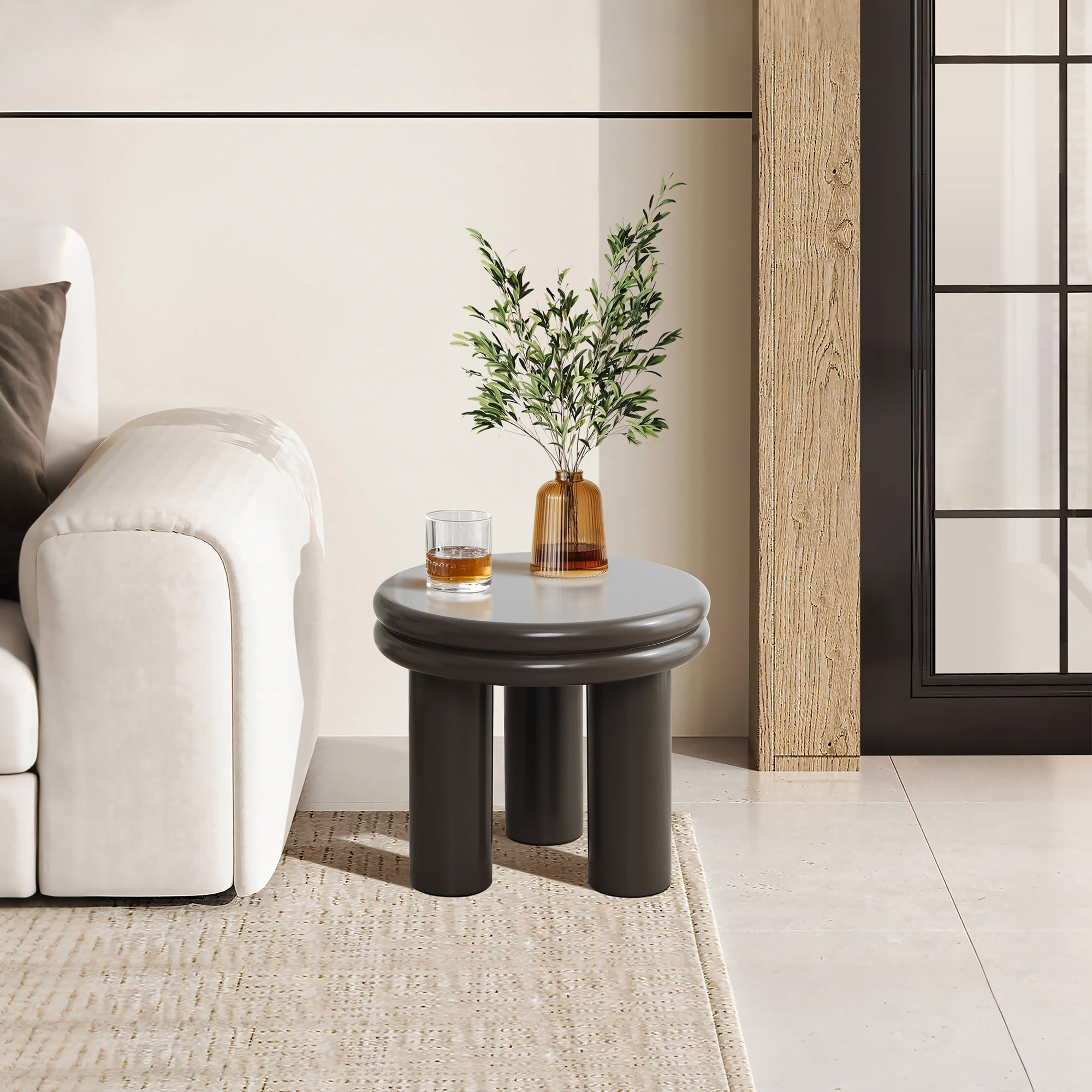 Runder Beistelltisch in Dunkelgrün – vielseitig als Sofa- oder Nachttisch