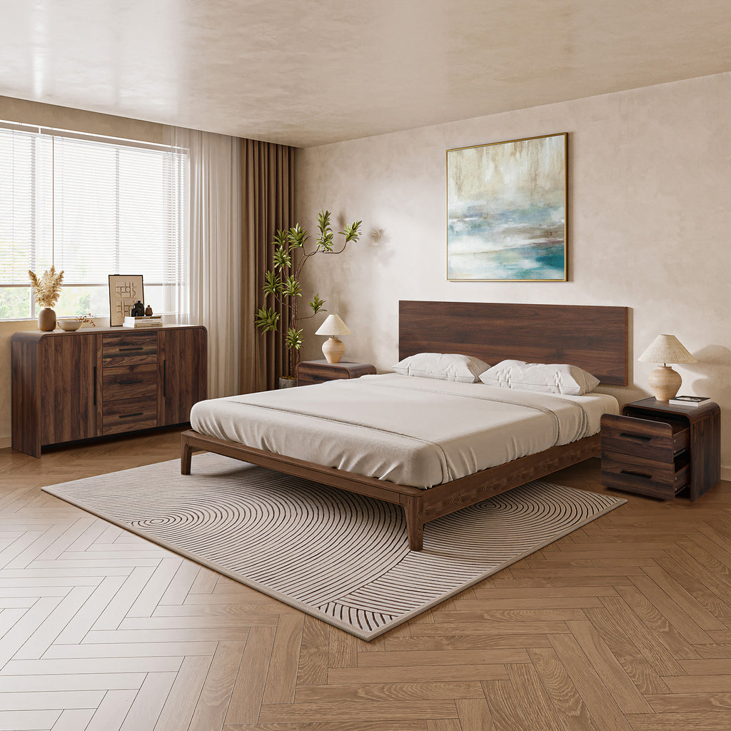 Nachttisch mit 2 Schubladen in Walnussoptik