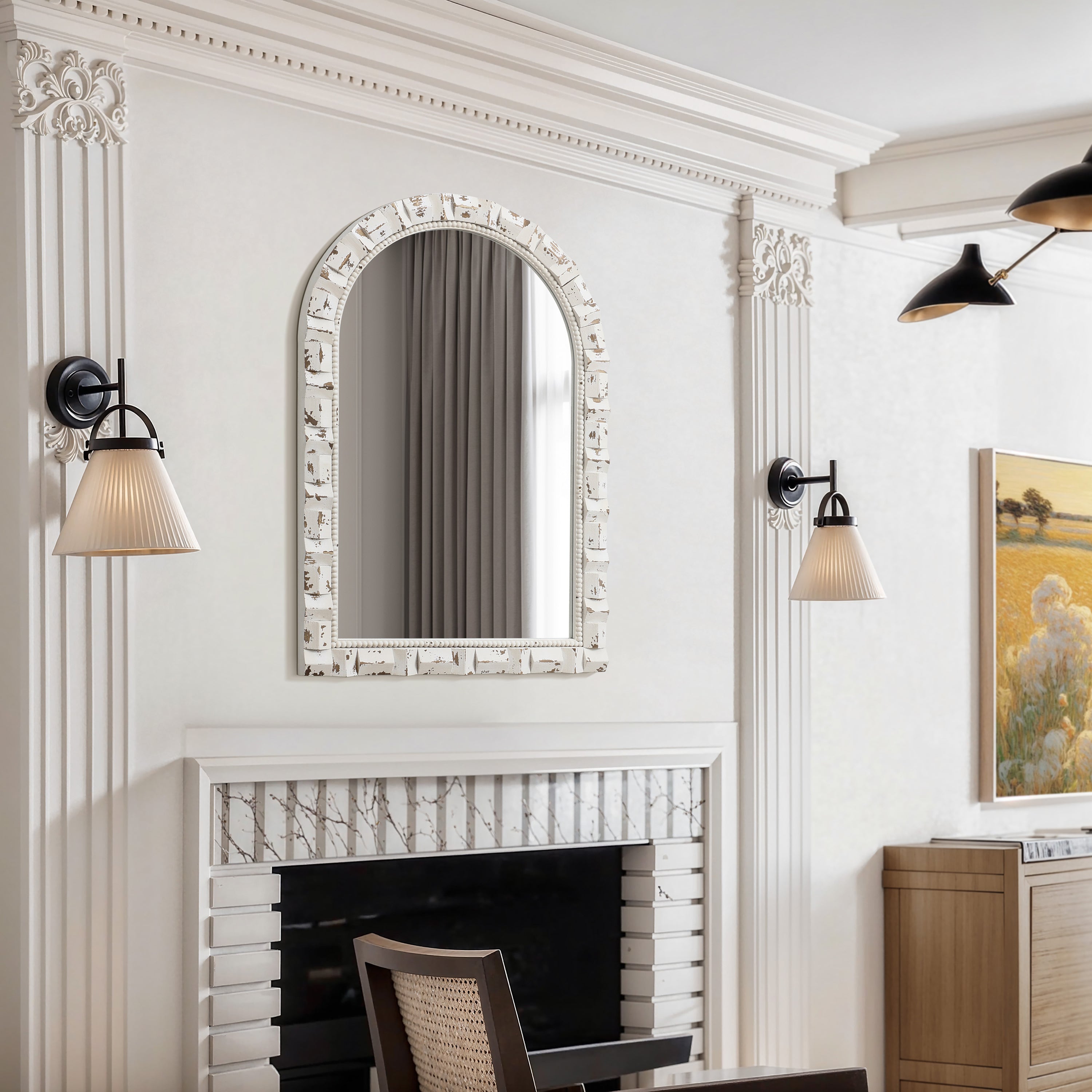 Deko-Spiegel mit Vintage-Holzrahmen – Rustikaler Wandspiegel für Wohnzimmer