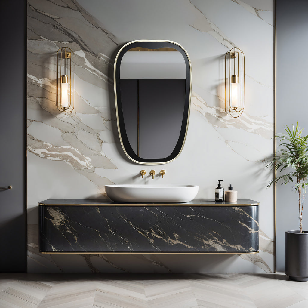 Organischer Wandspiegel mit Zweifarbigem Rand – Moderner Deko-Spiegel