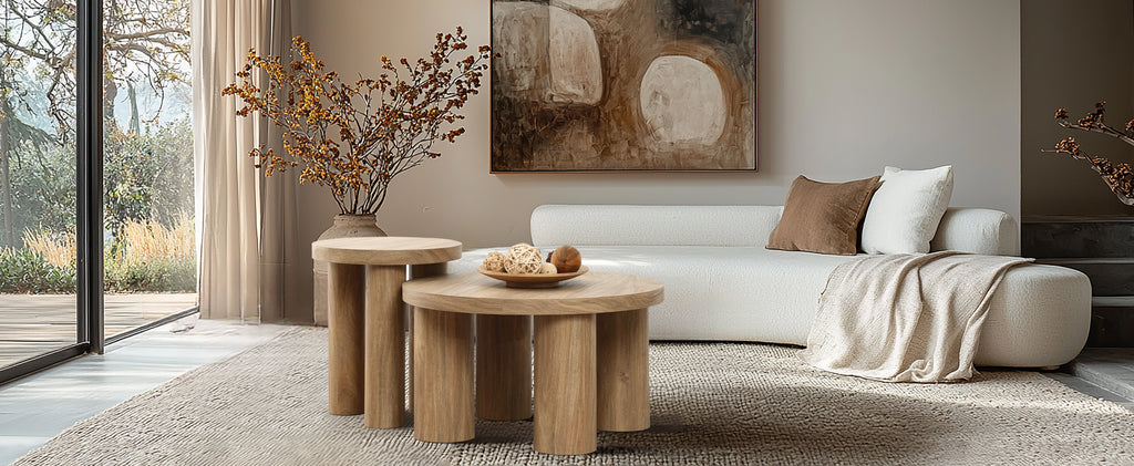 Runder Couchtisch aus Holzwerkstoff mit Eichenoptik