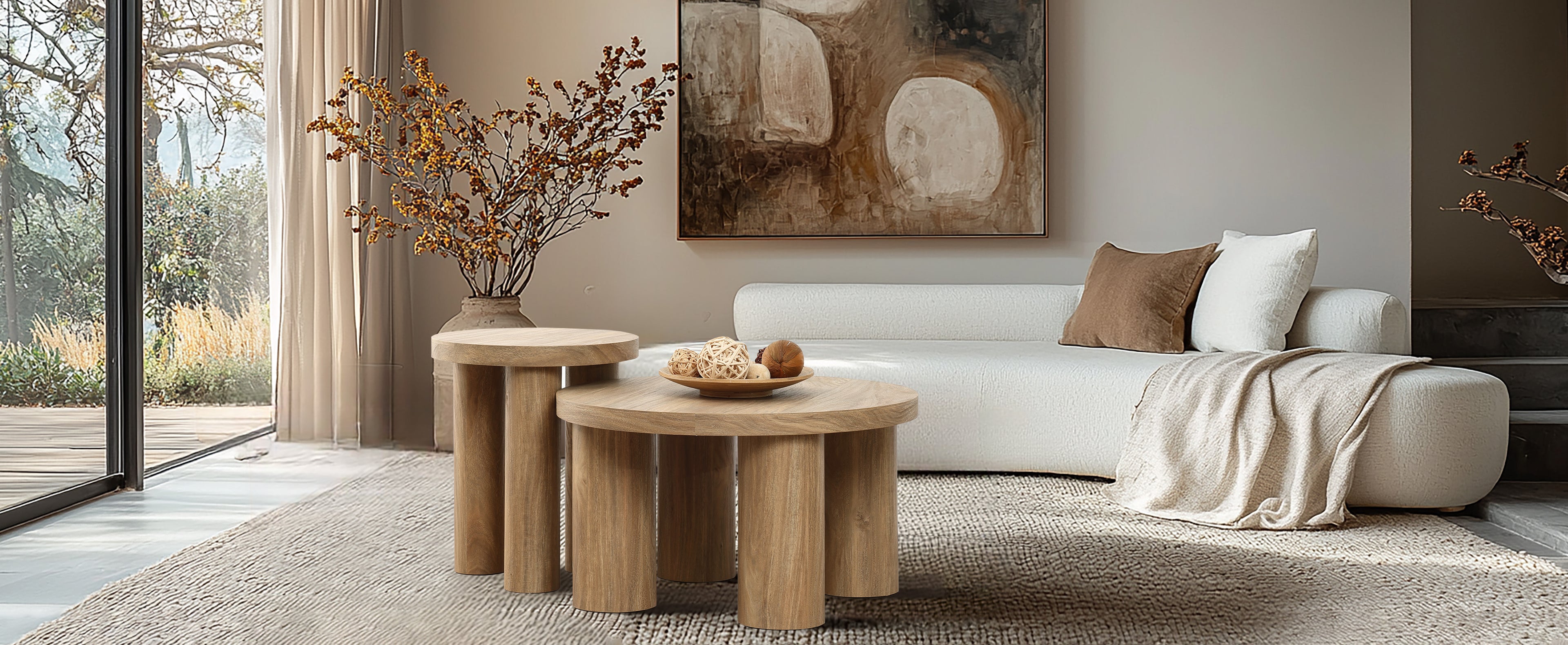 Runder Couchtisch aus Holzwerkstoff mit Eichenoptik