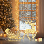 LED-Rentier mit Schlitten – Weihnachtsdeko mit warmweißen Lichtern für Innen und Außen