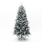 180 cm künstlicher Weihnachtsbaum mit Frost-Effekt – dekoriert mit Schneezapfen & roten Beeren