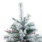 180 cm künstlicher Weihnachtsbaum mit Frost-Effekt – dekoriert mit Schneezapfen & roten Beeren