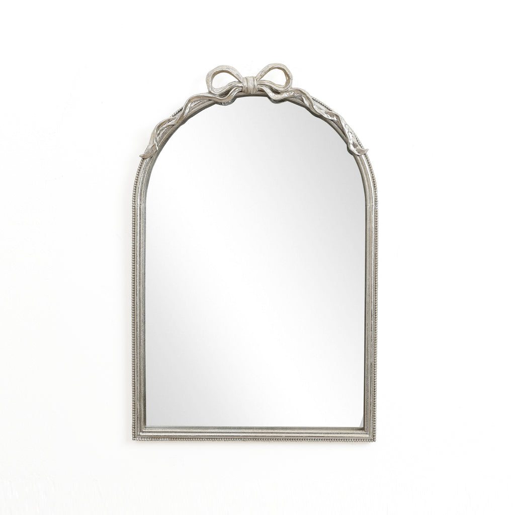 Wandspiegel mit Schleifen-Detail – Rechteckig, Silberoptik