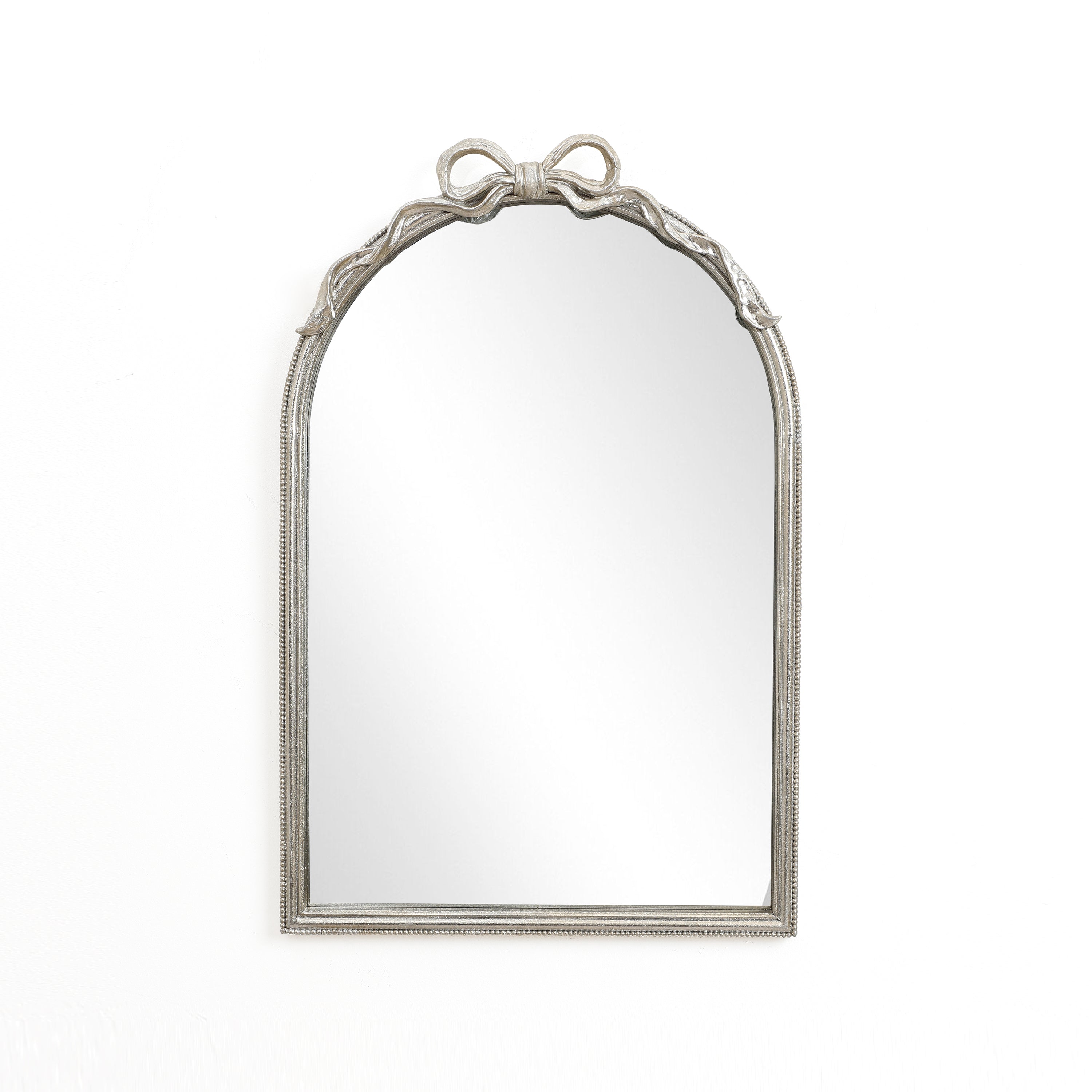 Wandspiegel mit Schleifen-Detail – Rechteckig, Silberoptik