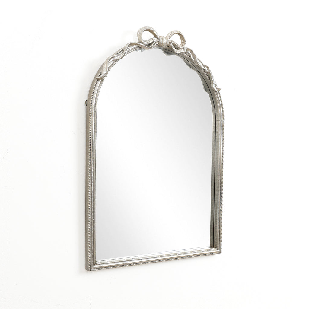 Wandspiegel mit Schleifen-Detail – Rechteckig, Silberoptik