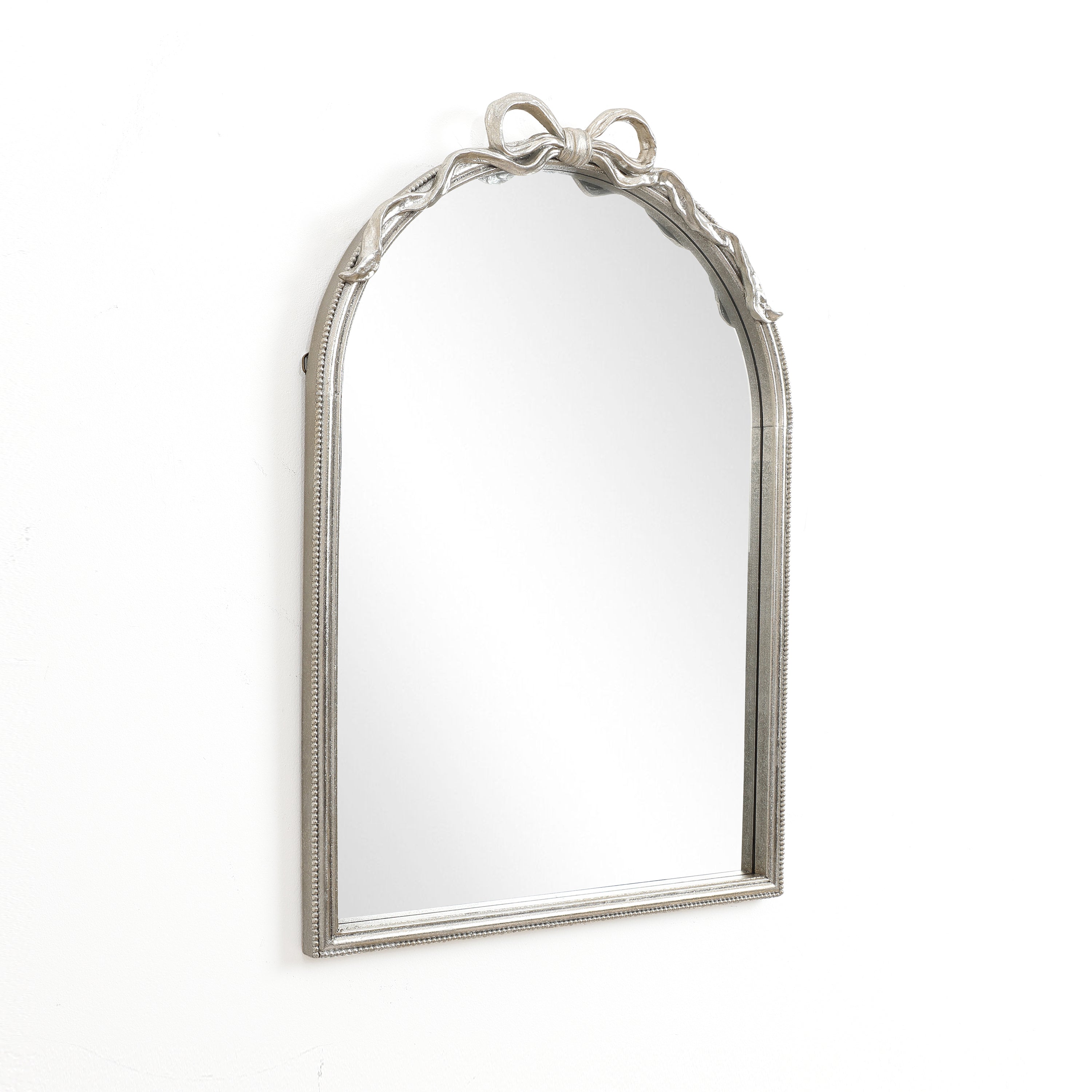 Wandspiegel mit Schleifen-Detail – Rechteckig, Silberoptik
