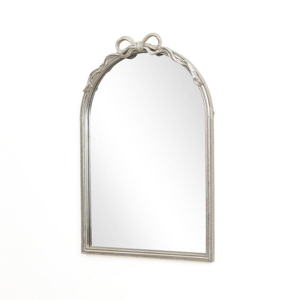 Wandspiegel mit Schleifen-Detail – Rechteckig, Silberoptik