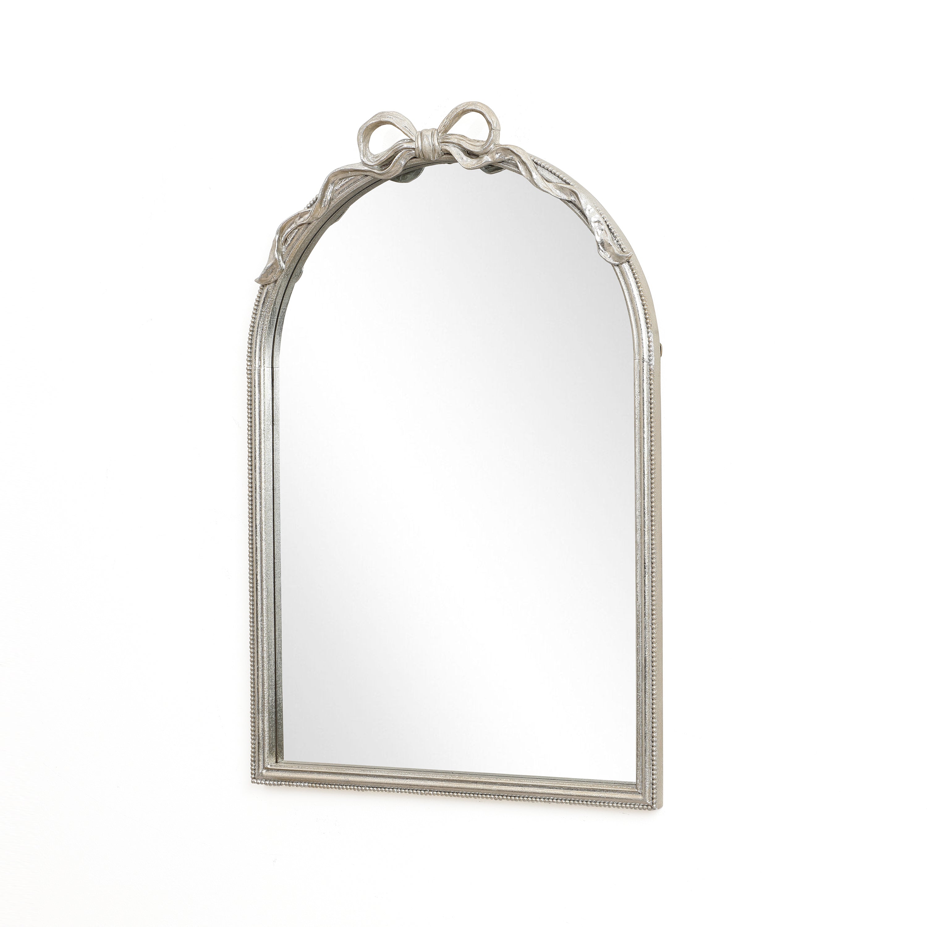 Wandspiegel mit Schleifen-Detail – Rechteckig, Silberoptik