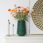 Keramikvase in Dunkelgrün mit Reliefstruktur – 31 cm