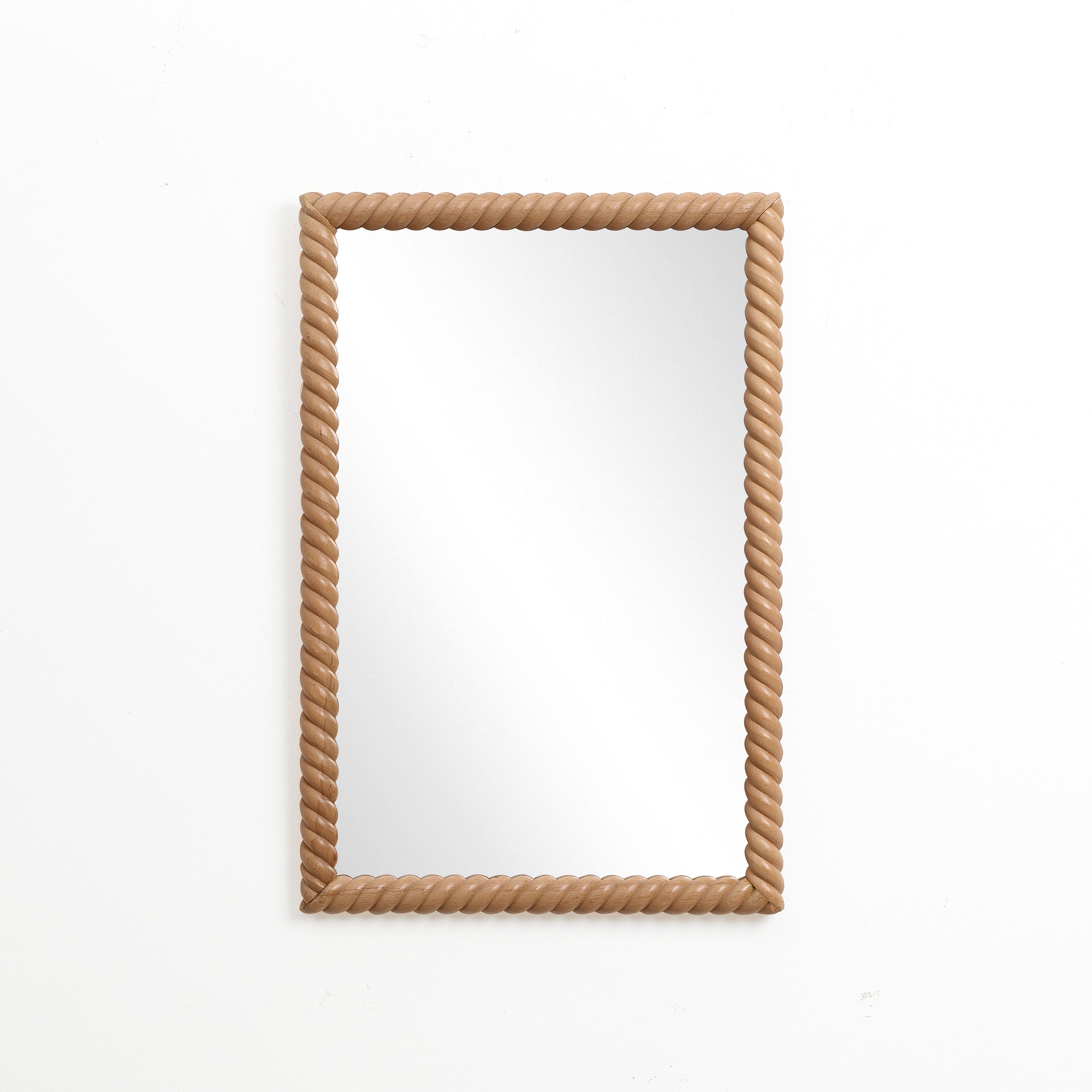 Rechteckiger Wandspiegel mit Buchenholzrahmen 90 cm hoch als Akzent- und Schminktischspiegel