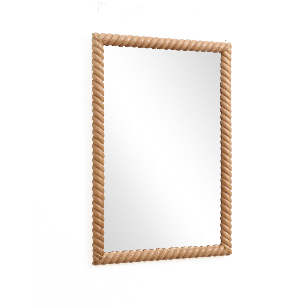 Rechteckiger Wandspiegel mit Buchenholzrahmen 90 cm hoch als Akzent- und Schminktischspiegel