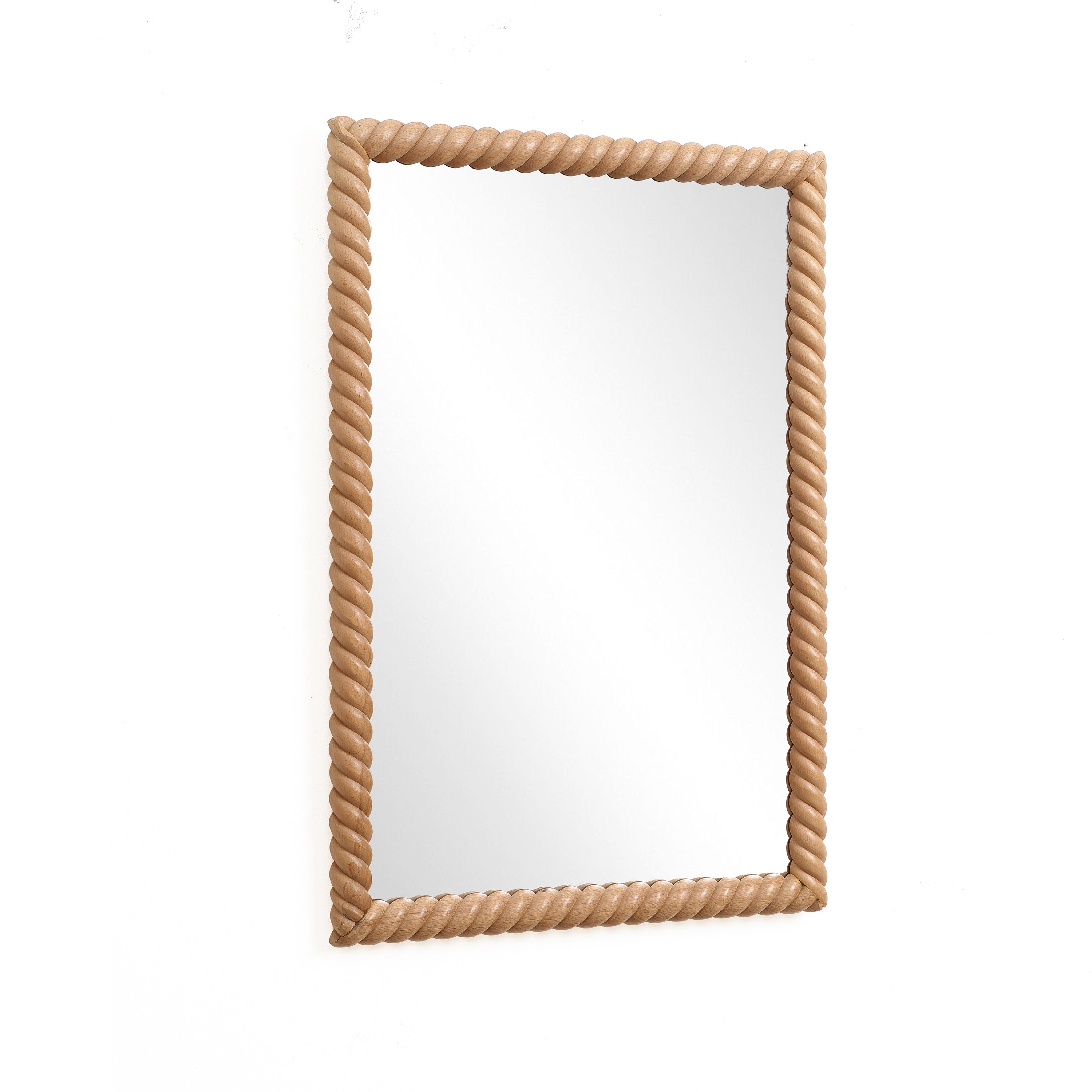 Rechteckiger Wandspiegel mit Buchenholzrahmen 90 cm hoch als Akzent- und Schminktischspiegel