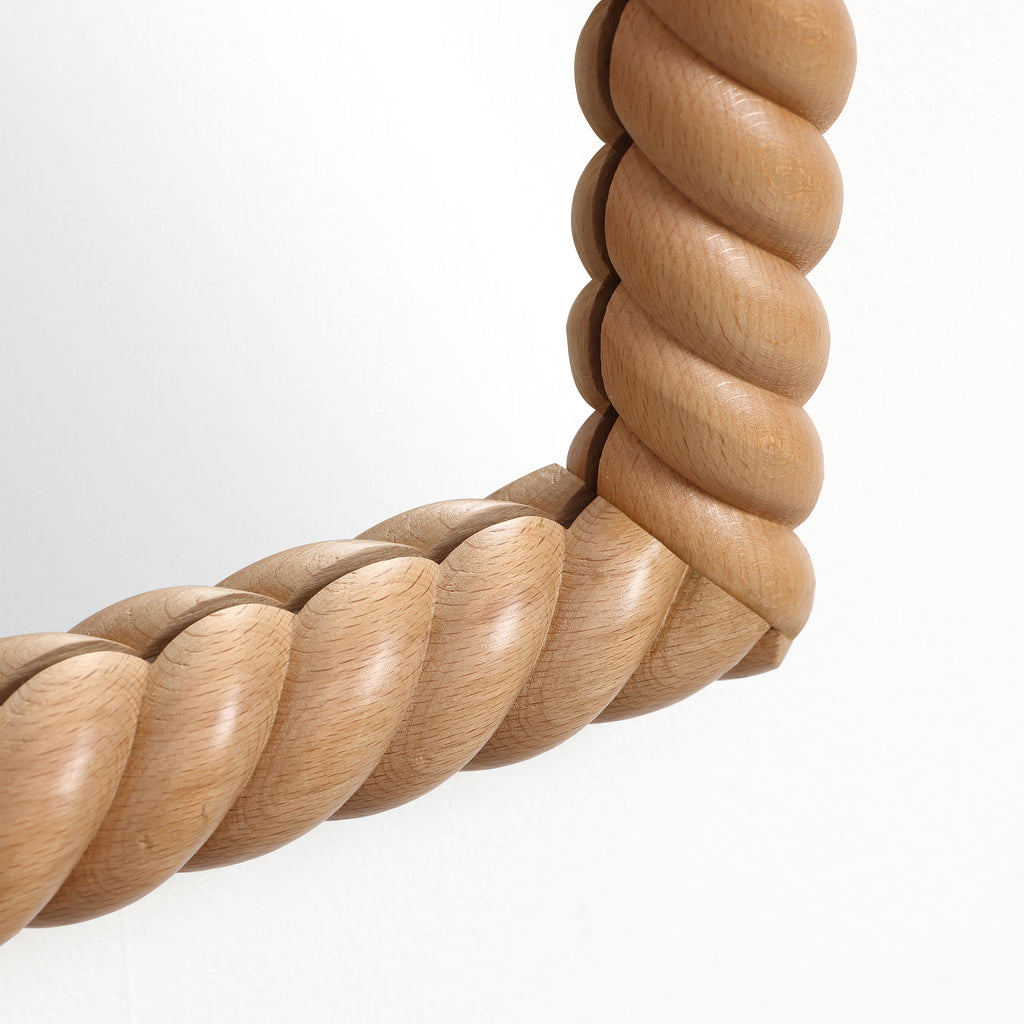 Rechteckiger Wandspiegel mit Buchenholzrahmen 90 cm hoch als Akzent- und Schminktischspiegel