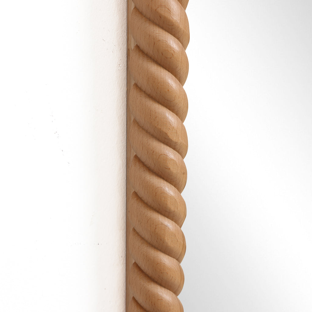 Rechteckiger Wandspiegel mit Buchenholzrahmen 90 cm hoch als Akzent- und Schminktischspiegel