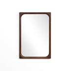 Rechteckiger Wandspiegel mit Gummibaumholzrahmen 89 cm hoch als Schminktischspiegel