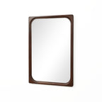 Rechteckiger Wandspiegel mit Gummibaumholzrahmen 89 cm hoch als Schminktischspiegel