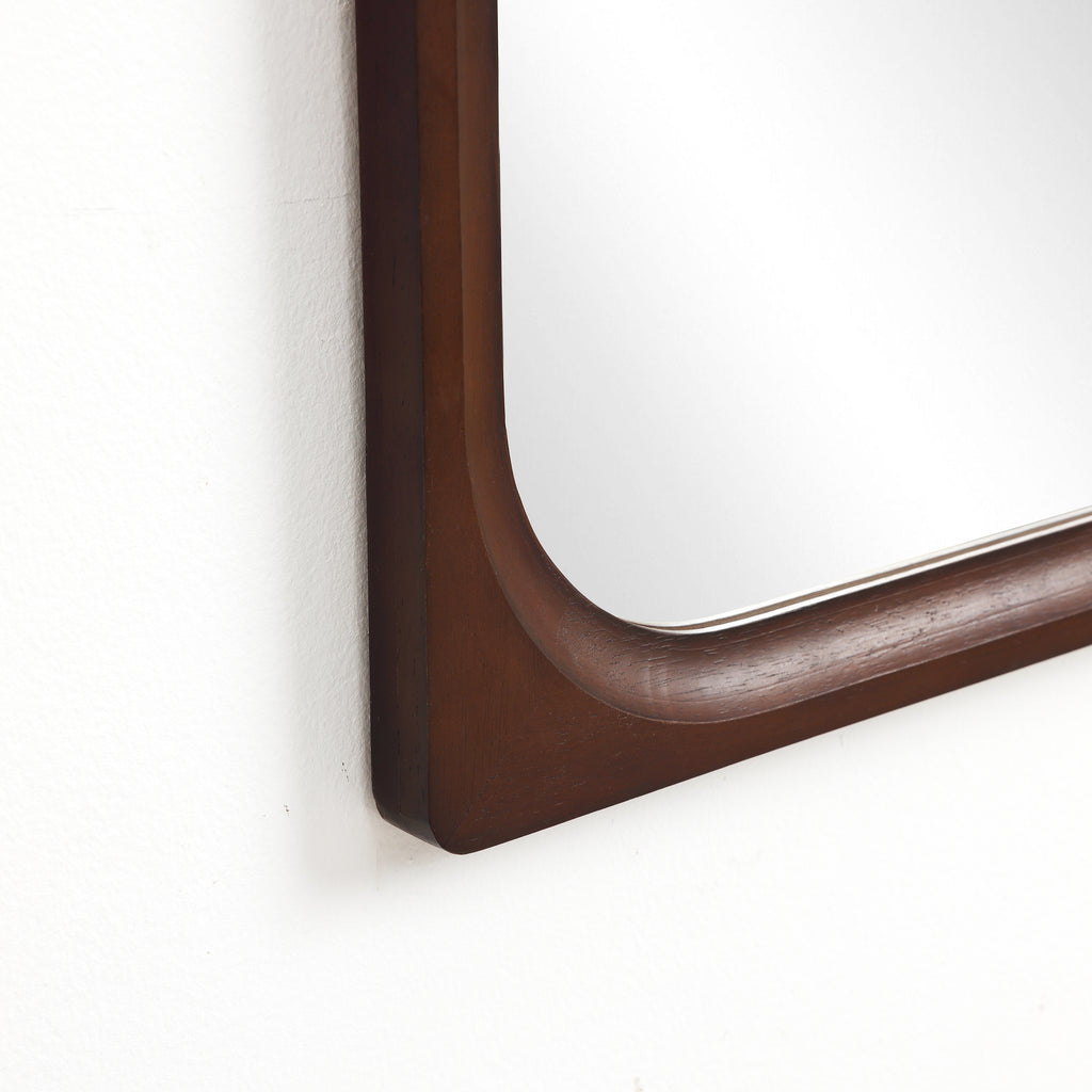 Rechteckiger Wandspiegel mit Gummibaumholzrahmen 89 cm hoch als Schminktischspiegel