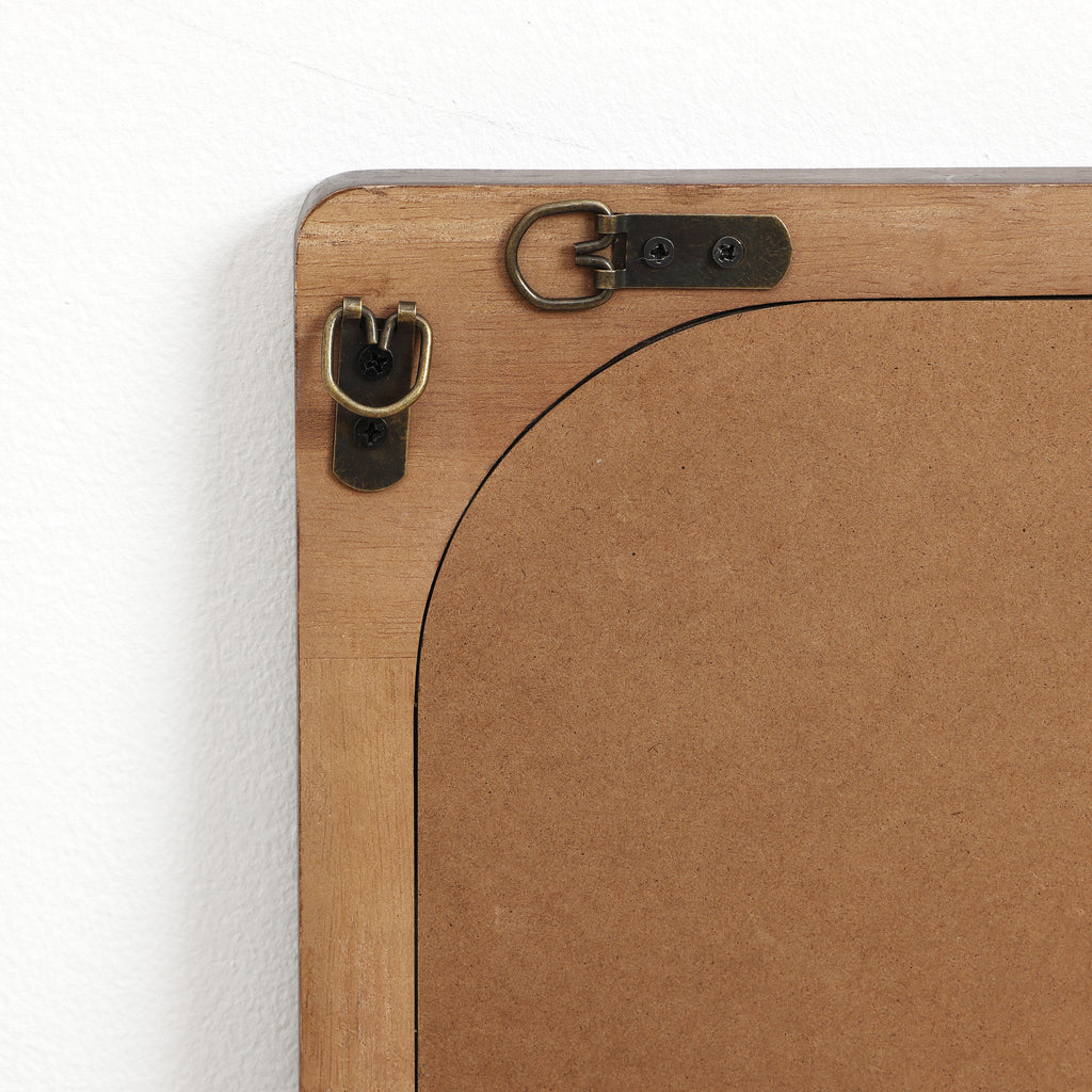 Rechteckiger Wandspiegel mit Gummibaumholzrahmen 89 cm hoch als Schminktischspiegel