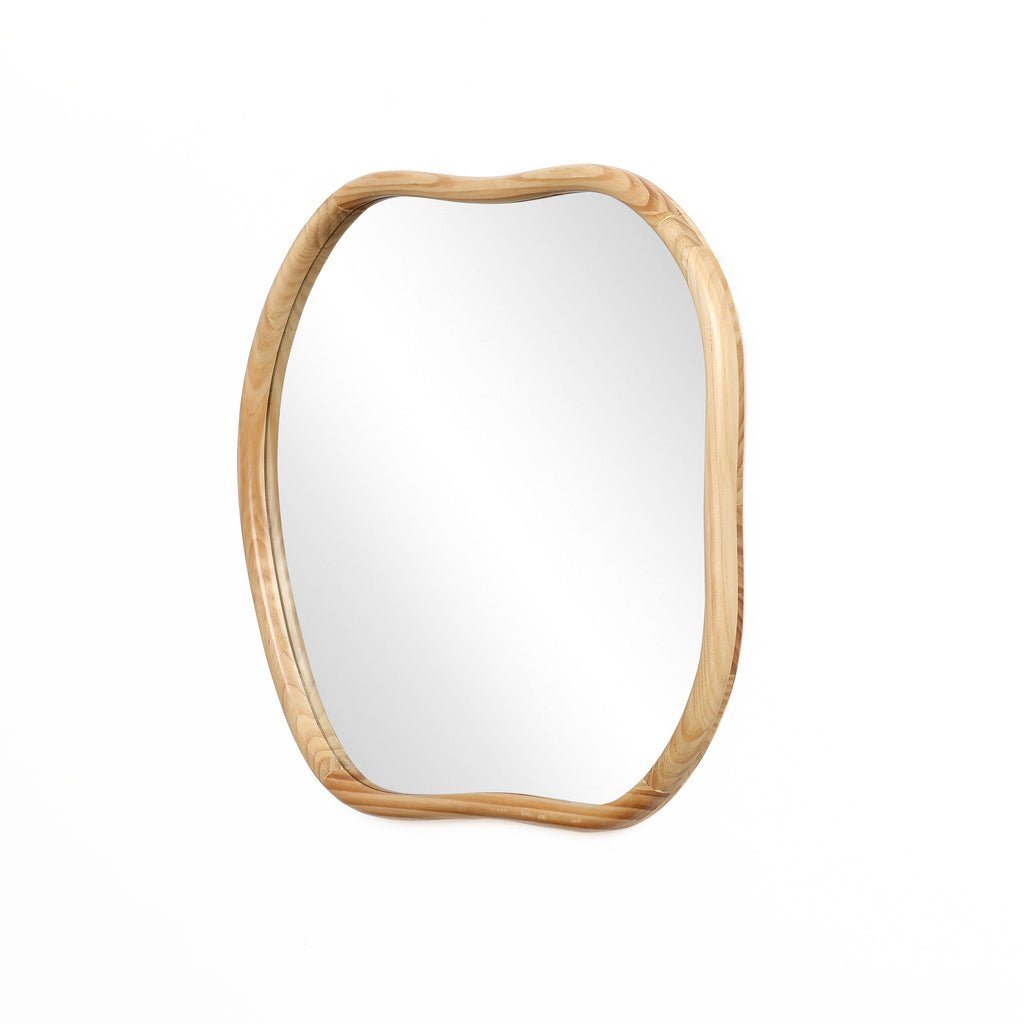 Irregulärer Wandspiegel aus Naturkiefer – Organische Form mit Holzrahmen