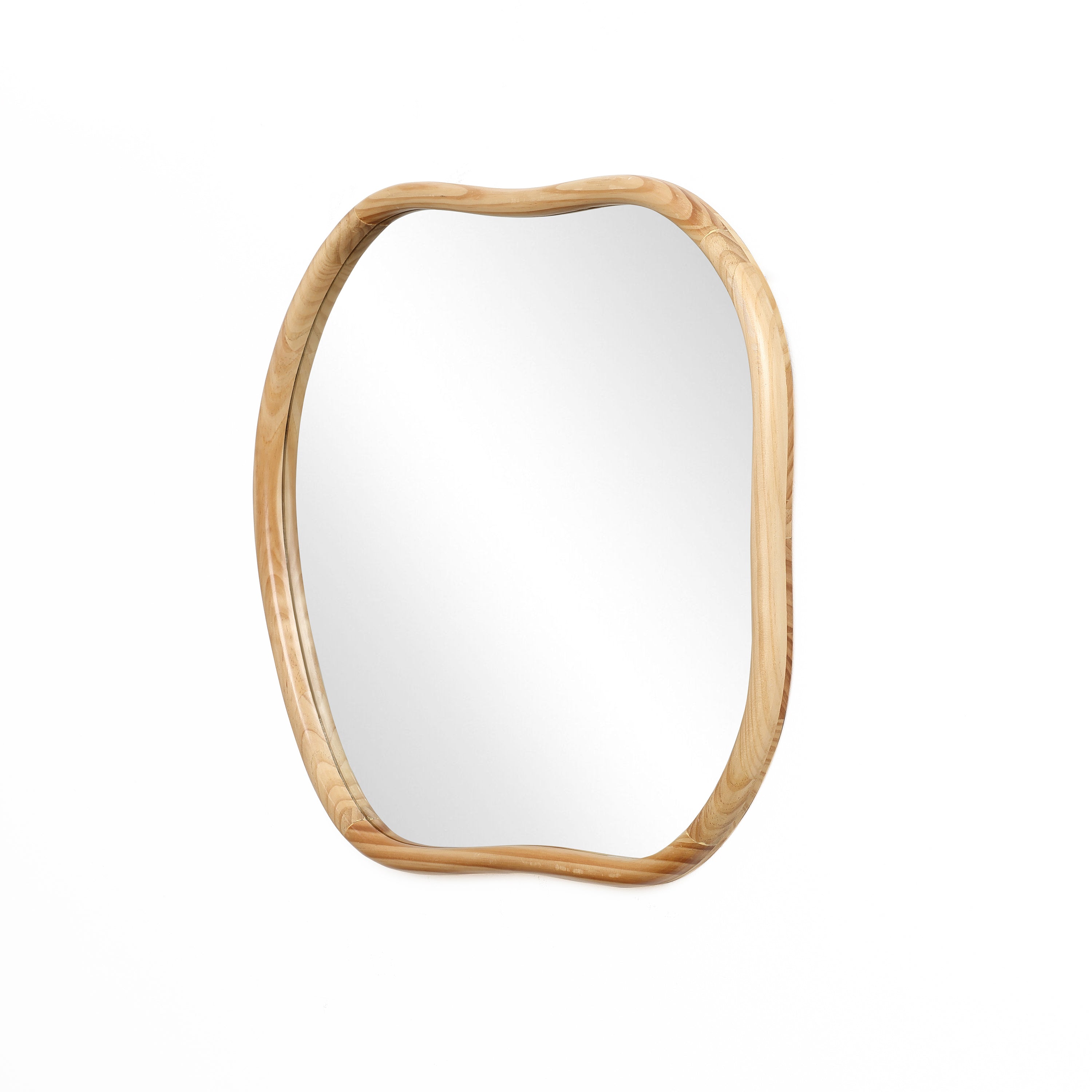 Irregulärer Wandspiegel aus Naturkiefer – Organische Form mit Holzrahmen