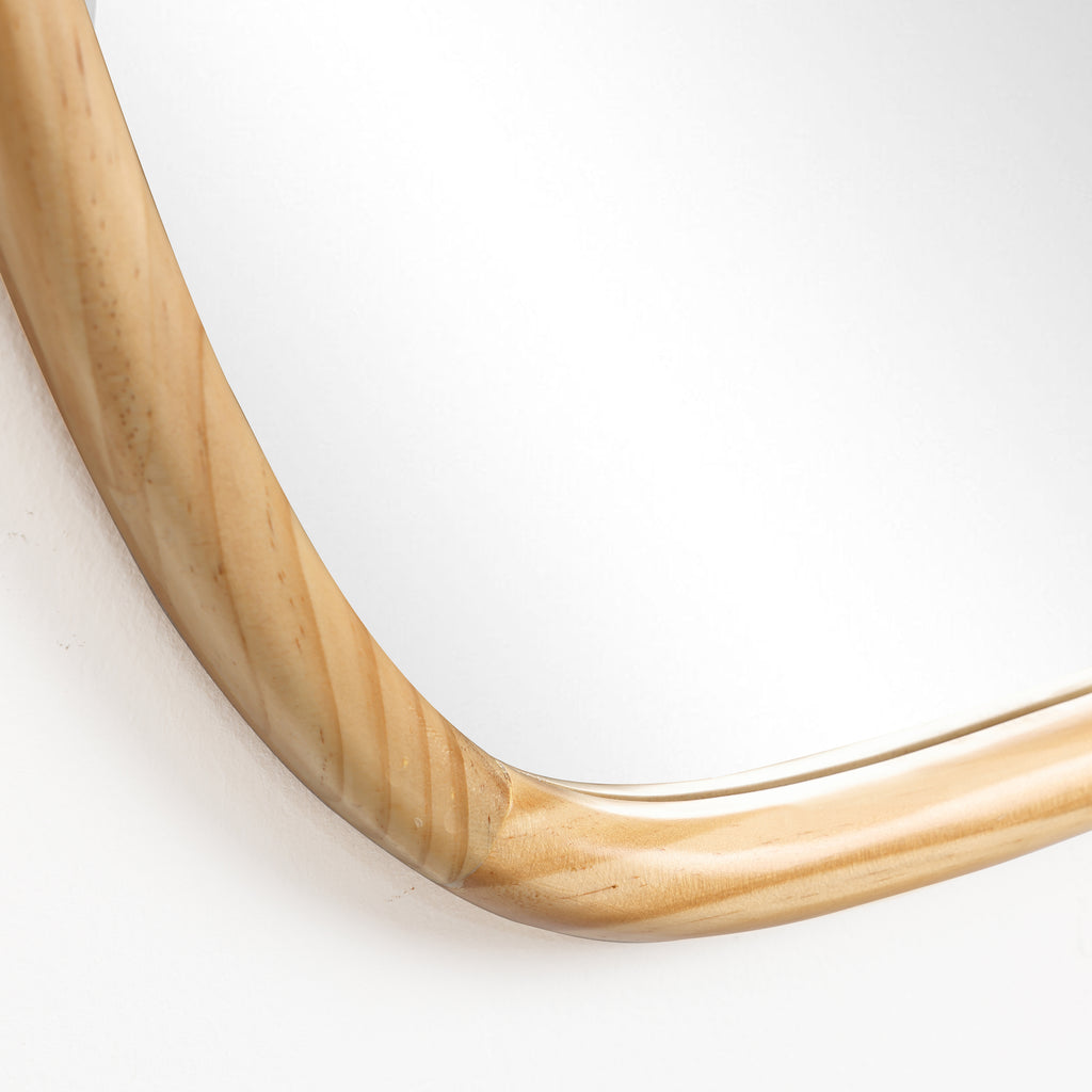 Irregulärer Wandspiegel aus Naturkiefer – Organische Form mit Holzrahmen