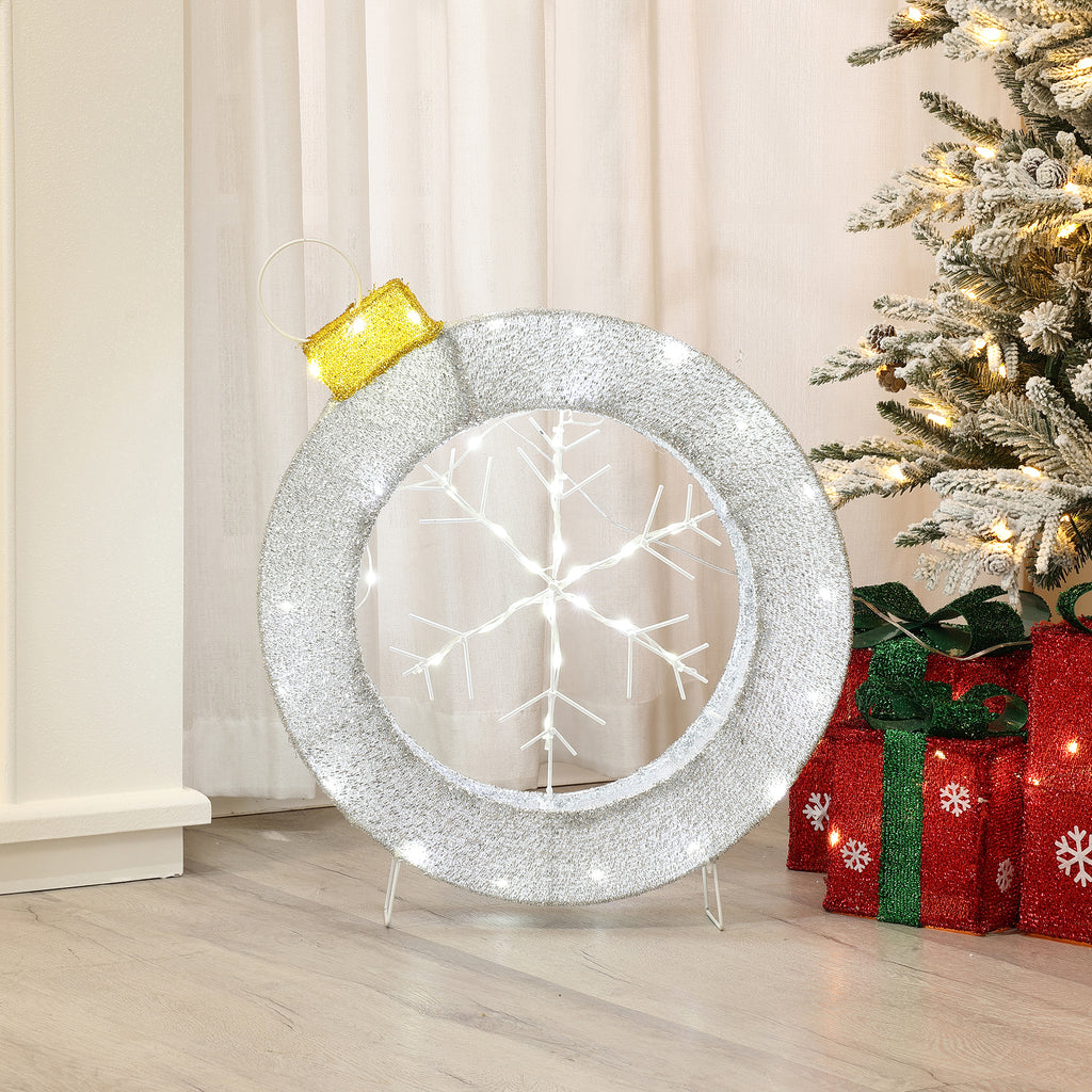 Weiße LED-Schneeflocke im Ring-Design – Leuchtende Weihnachtsdeko für Innen und Außen