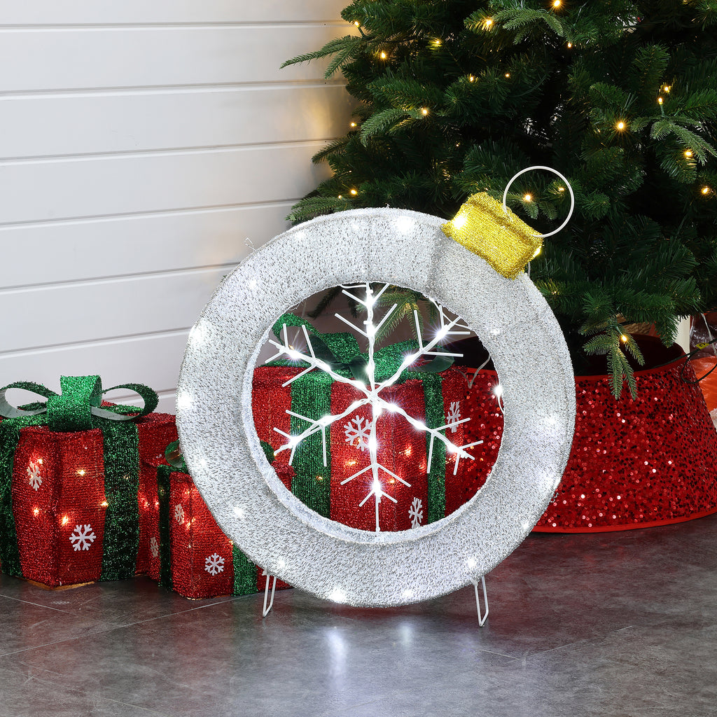 Weiße LED-Schneeflocke im Ring-Design – Leuchtende Weihnachtsdeko für Innen und Außen